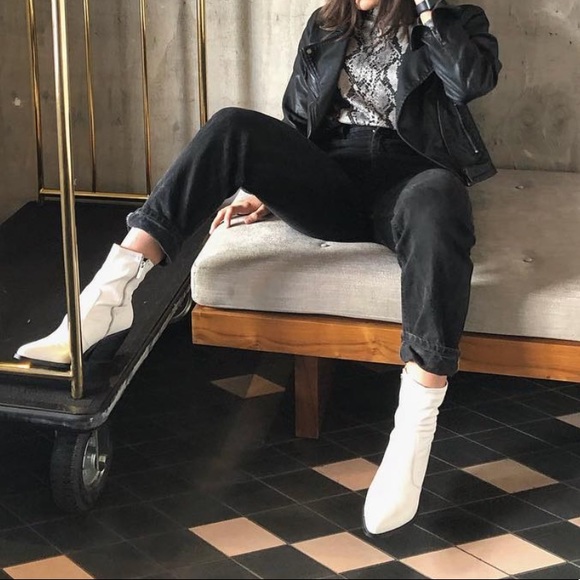Topshop Shoes - White cowboy style boots